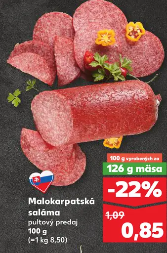 Malokarpatská saláma pultový predaj