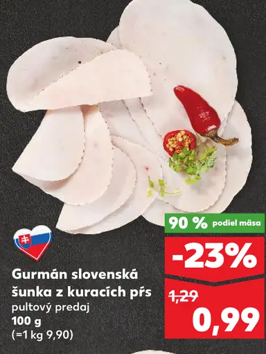 Gurmán slovenská šunka z kuracích pŕs pultový predaj