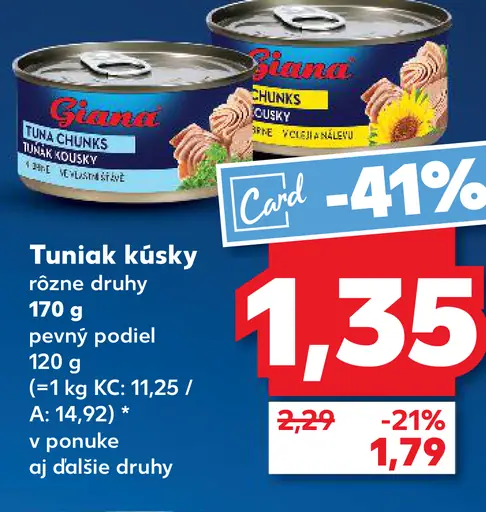 Giana tuniak kúsky v oleji alebo vo vlastnej šťave