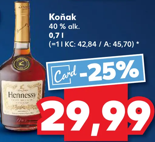 Hennessy koňak 40 % alk.