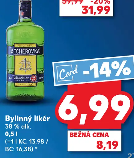 Becherovka bylinný likér 38 % alk.