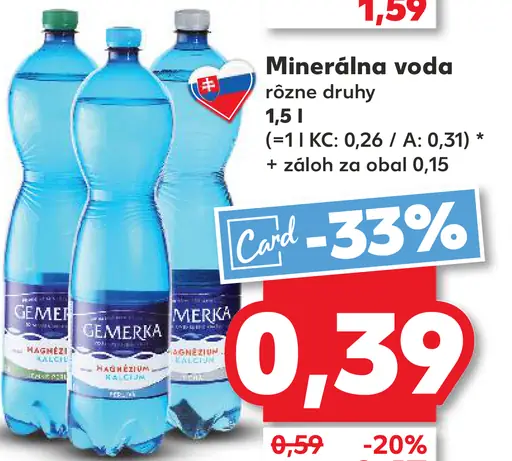 Gemerka alebo Magnesia minerálna voda rôzne druhy