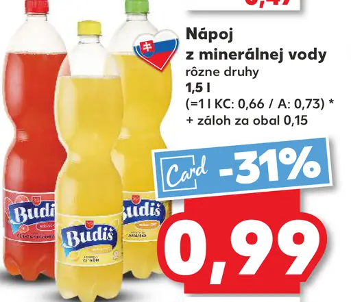 Budis nápoj z minerálnej vody rôzne druhy