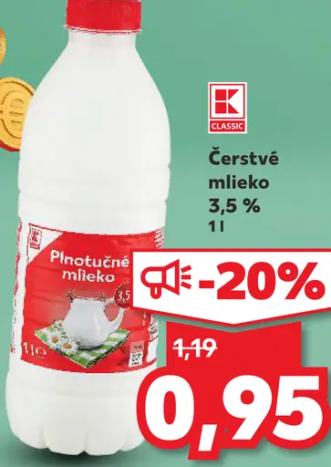 K-Classic Čerstvé mlieko 3,5 %