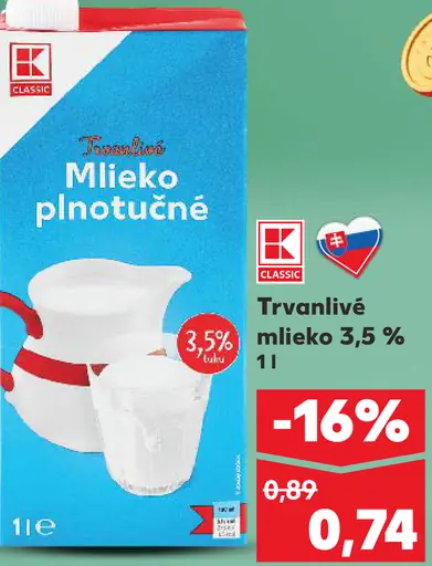K-Classic Plnotučné mlieko 3,5%