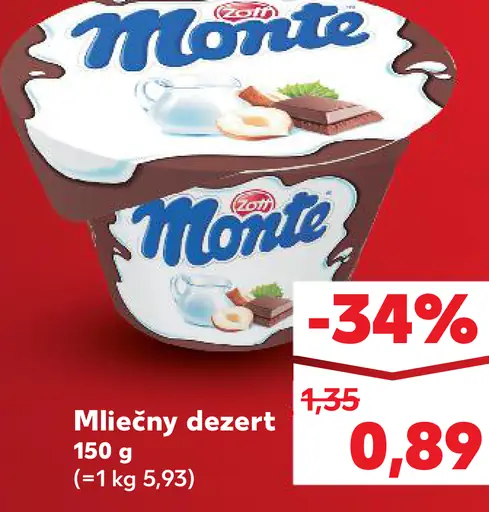 Zott Monte Maxi mliečny dezert