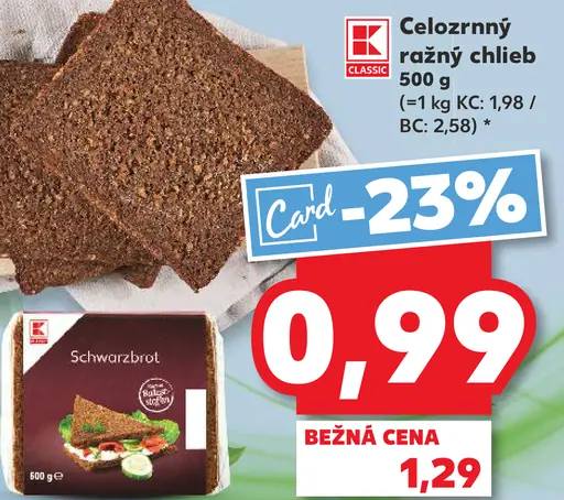K-Classic celozrnný ražný chlieb