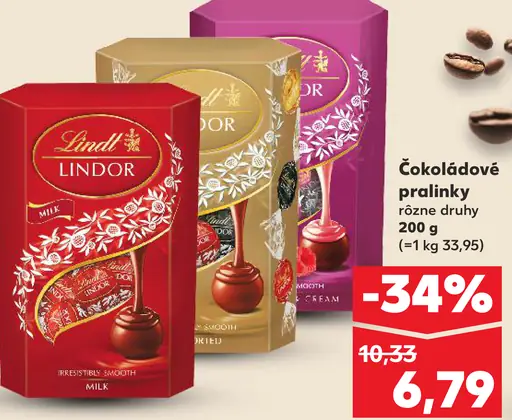 Lindt Lindor čokoládové pralinky rôzne druhy
