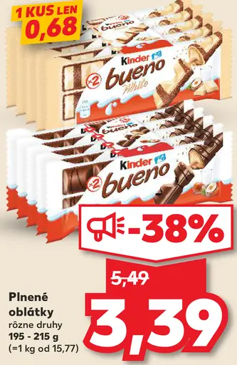 Kinder Bueno plnené oblátky rôzne druhy