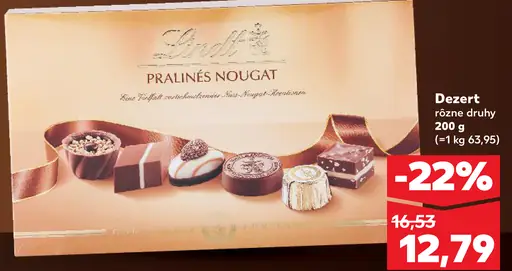 Lindt Pralinés Nougat dezert rôzne druhy