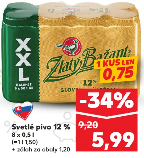 Zlatý Bažant 10% svetlé výčapné pivo