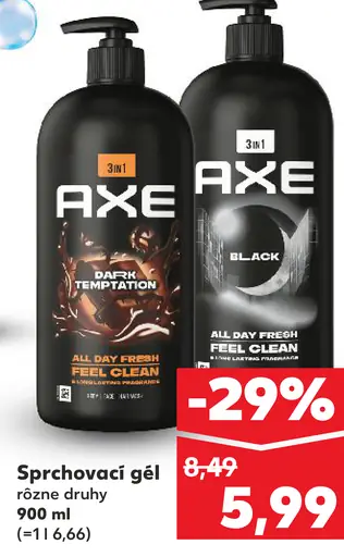 Axe sprchovací gél 3v1 Dark Temptation, Black rôzne druhy