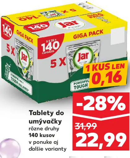 Jar tablety do umývačky rôzne druhy