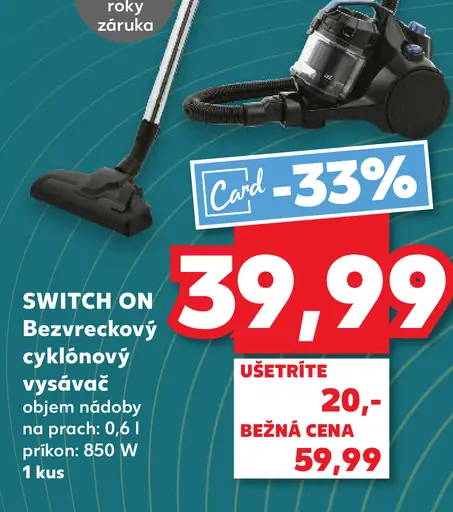 Switch On Bezvreckový cyklónový vysávač
