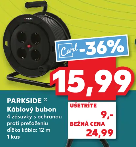 Parkside káblový bubon so 4 zásuvkami