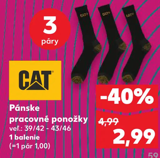 Pánske pracovné ponožky CAT 3‑párové balenie