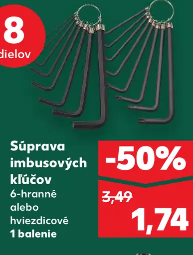 Parkside súprava imbusových kľúčov 6-hranné alebo hviezdicové