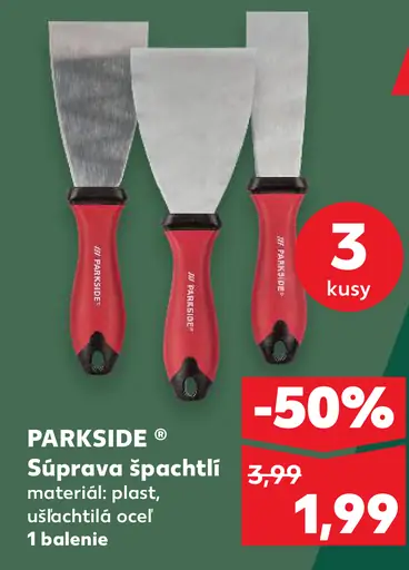 Parkside súprava špachtlí plast a ušľachtilá oceľ