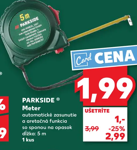 Parkside meter s aretačnou funkciou a sponou