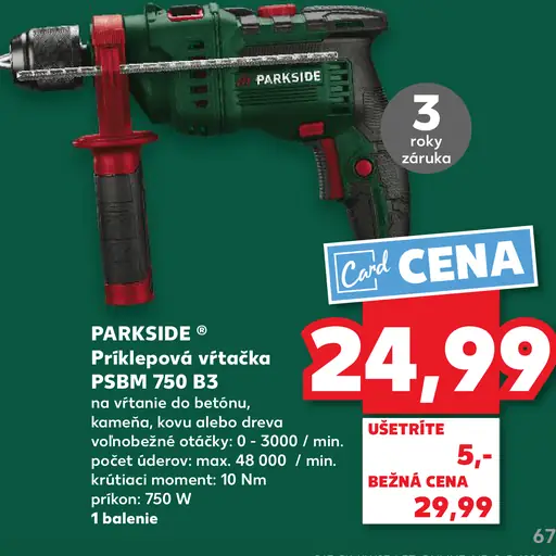Parkside Príklepová vŕtačka PSBM 750 B3
