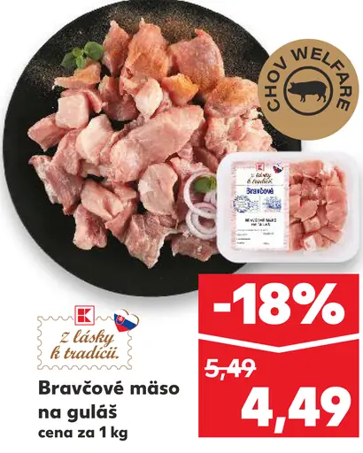 Bravčové mäso na guláš