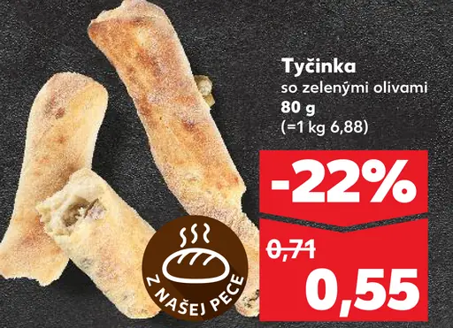 Tyčinka so zelenými olivami