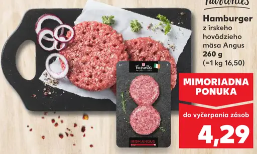 K-Favourites Hamburger z írskeho hovädzieho mäsa Angus