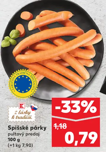 Spišské párky pultový predaj