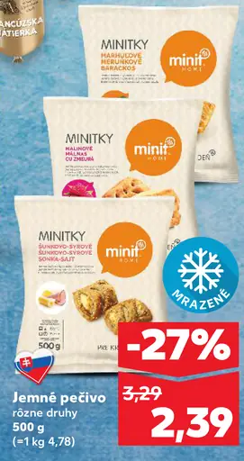 Minitky jemné pečivo mrazené
