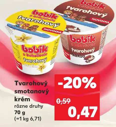 Bobík tvarohový smotanový krém rôzne druhy