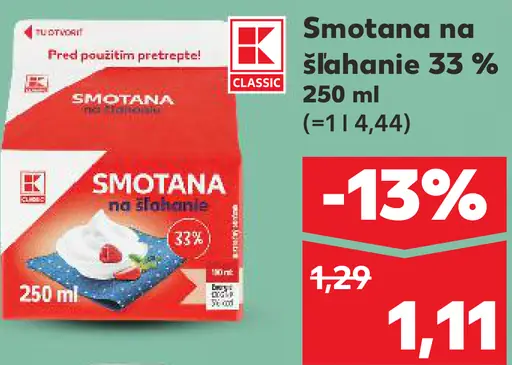 K-Classic Smotana na šľahanie 33 %