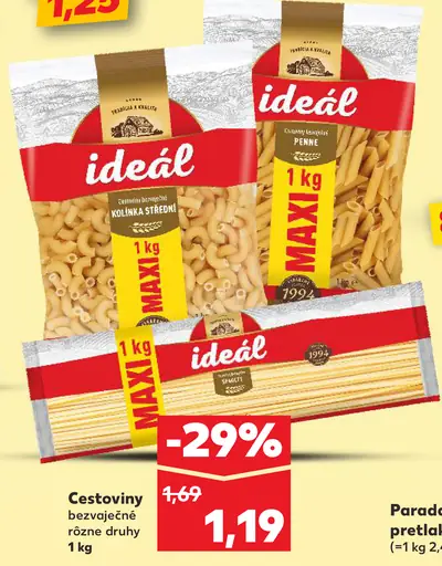 Ideál cestoviny bezvaječné rôzne druhy