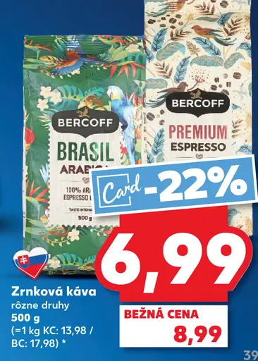 Bercoff zrnková káva