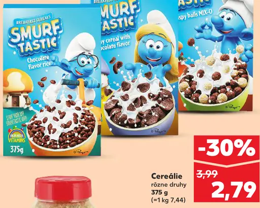 Smurf Tastic cereálie čokoládové a mliečne rôzne druhy