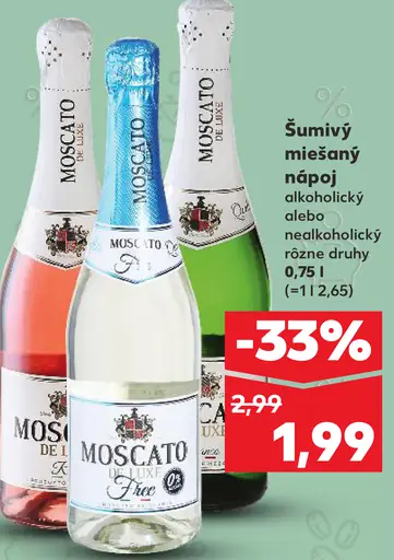 Moscato šumivý miešaný nápoj alkoholický alebo nealkoholický