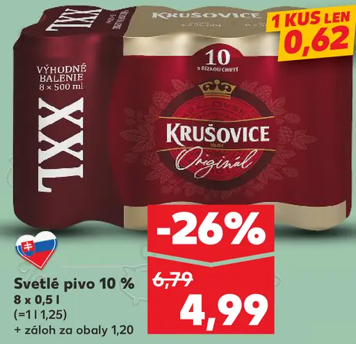 Krušovice Originál svetlé pivo