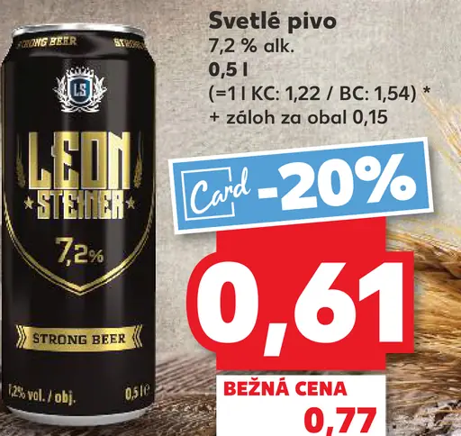 Leon Steiner svetlé pivo 7,2 % alk. plechovka