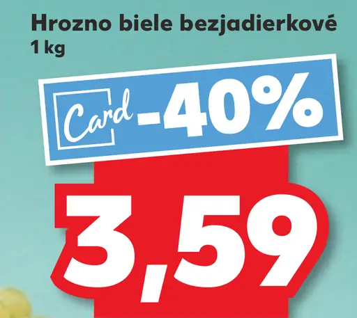Hrozno biele bezjadierkové čerstvé