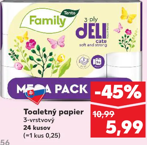 Family deli toaletný papier 3-vrstvový Mega Pack