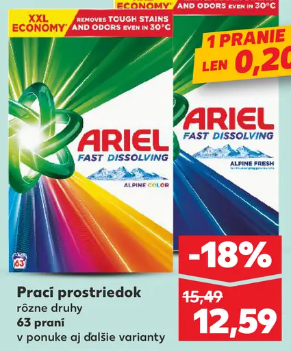 Ariel prací prostriedok fast dissolving