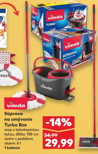 Vileda súprava na umývanie Turbo Box mop so šľapacím žmýkaním a vedro