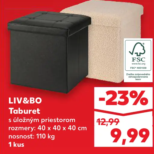 LIV&BO taburet s úložným priestorom