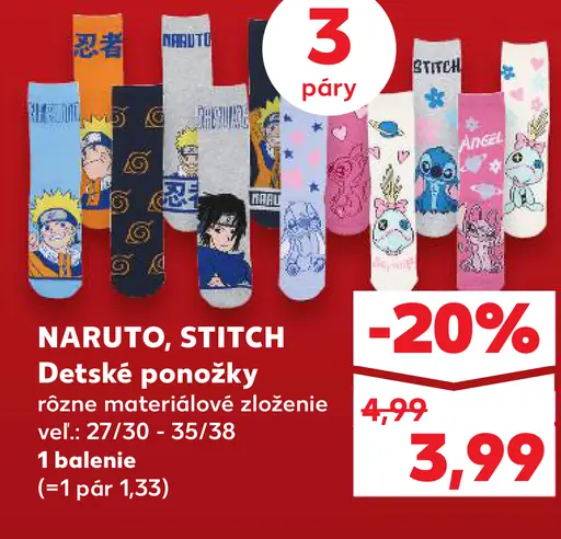 Naruto, Stitch detské ponožky