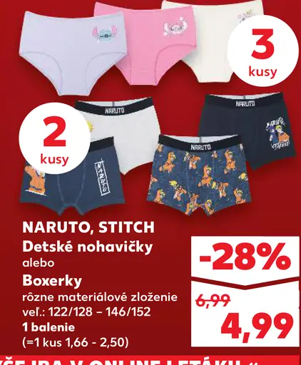 Naruto, Stitch detské nohavičky alebo boxerky