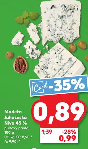 Madeta Juhočeská Niva 45 % pultový predaj
