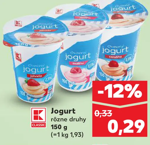 K-Classic jogurt rôzne druhy