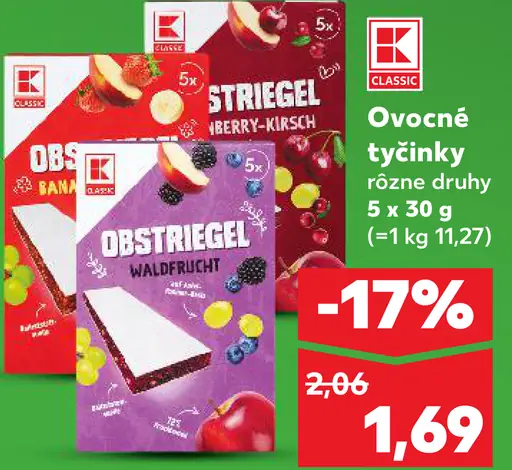 K Classic ovocné tyčinky rôzne druhy