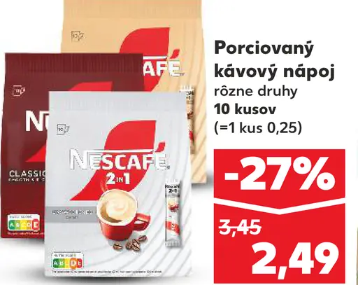Nescafé 2v1 porciovaný kávový nápoj