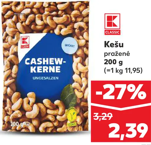 K-Classic Kešu pražené nesolené
