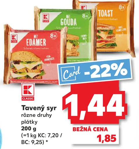K-Classic Tavený syr plátky
